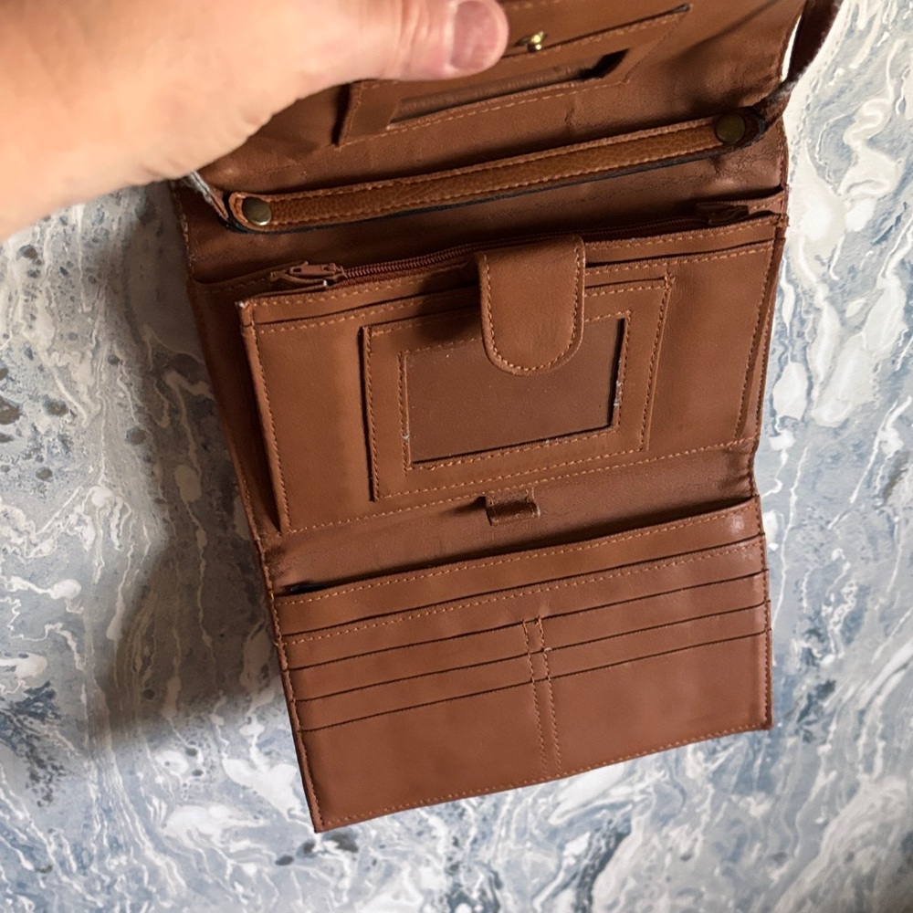Source Unknown Tan Leather Crossbody Bag View 5